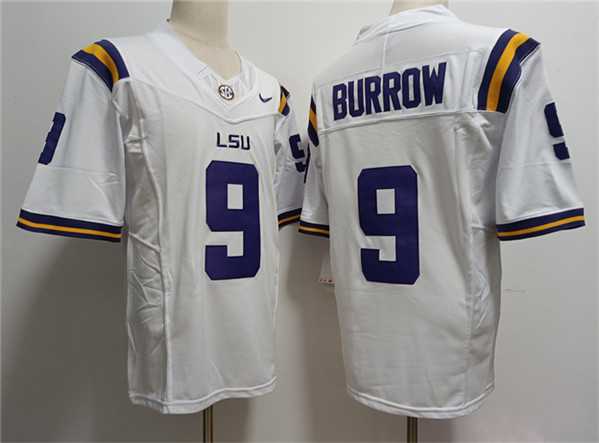 Mens LSU Tigers #9 Joe Burreaux White 2023 Stitched Football Jersey